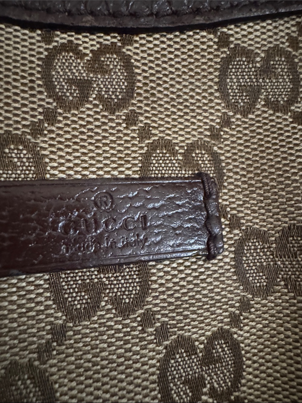 Vintage Gucci Brown GG Logo Crossbody Bag Red Green Strap - Picture 5 of 16